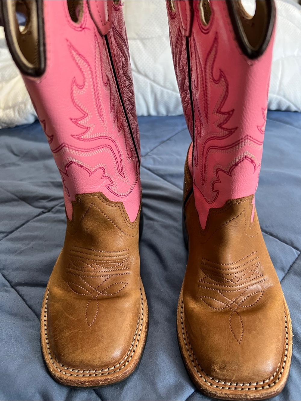 Old West Pink and Brown Women's Western Cowboy Boots